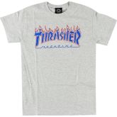 Thrasher Skate Mag Patriot Flame Logo Short Sleeve Tee - Pilka - Marškinėliai trumpomis rankovėmis