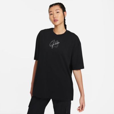 Jordan Essentials Wmns Short-Sleeve Graphic Tee Black - Juoda - Marškinėliai trumpomis rankovėmis
