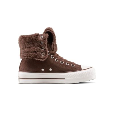 Converse Chuck Taylor All Star Fold-Over Lift Platform XHi Faux Fur - Ruda - Sportbačiai Converse Chuck Taylor All Star Fold-Over Lift Platform XHi Faux Fur - Ruda - Sportbačiai
