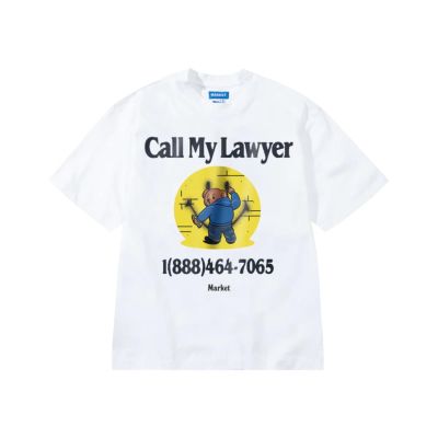 Market Smiley Call My Lawyer Bear T-Shirt White - Baltas - Marškinėliai trumpomis rankovėmis