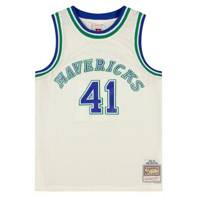 Mitchell & Ness NBA Dallas Mavericks Dirk Nowitzki 1998 Off White Team Color Swingman Jersey - Baltas - Džersis